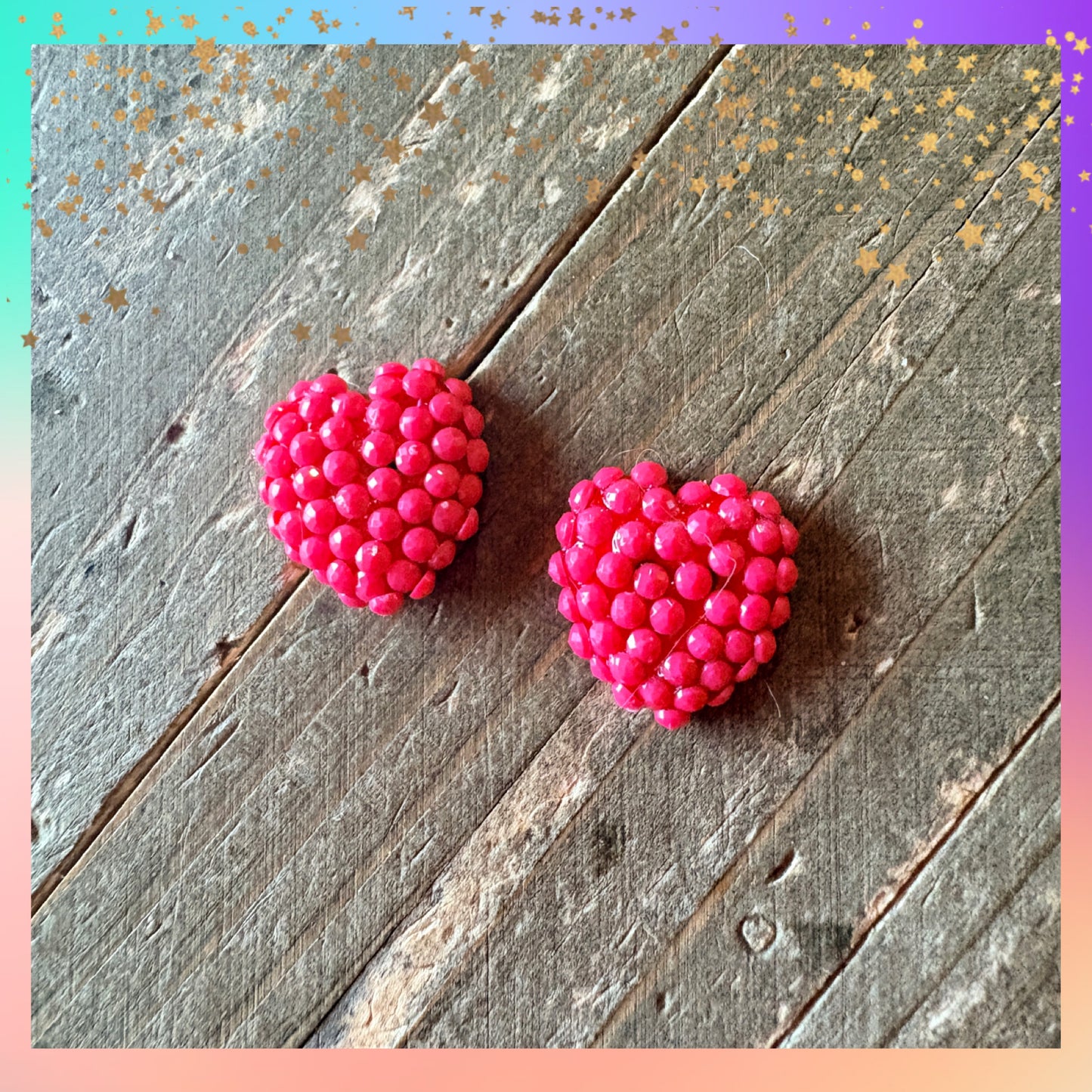 Red gemstone Heart Stud Earrings – Textured Heart Design with Silver-Plated Posts