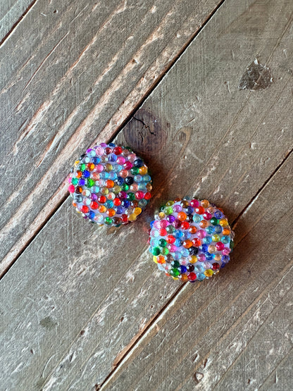 Rainbow Diamond Art Round Stud Earrings