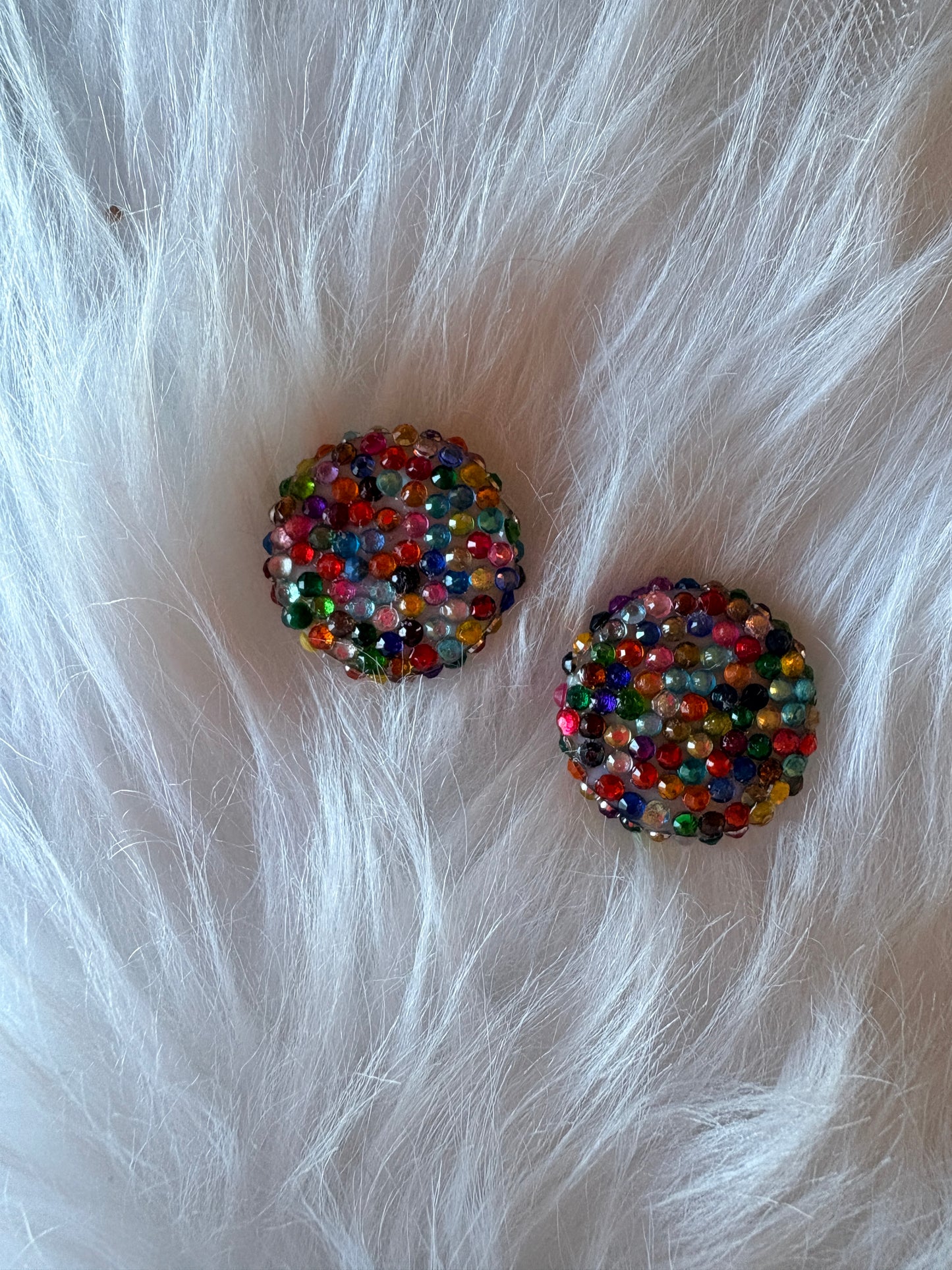Rainbow Diamond Art Round Stud Earrings