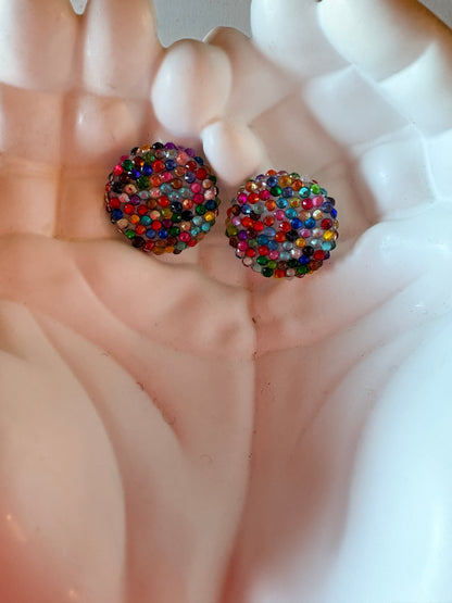 Rainbow Diamond Art Round Stud Earrings