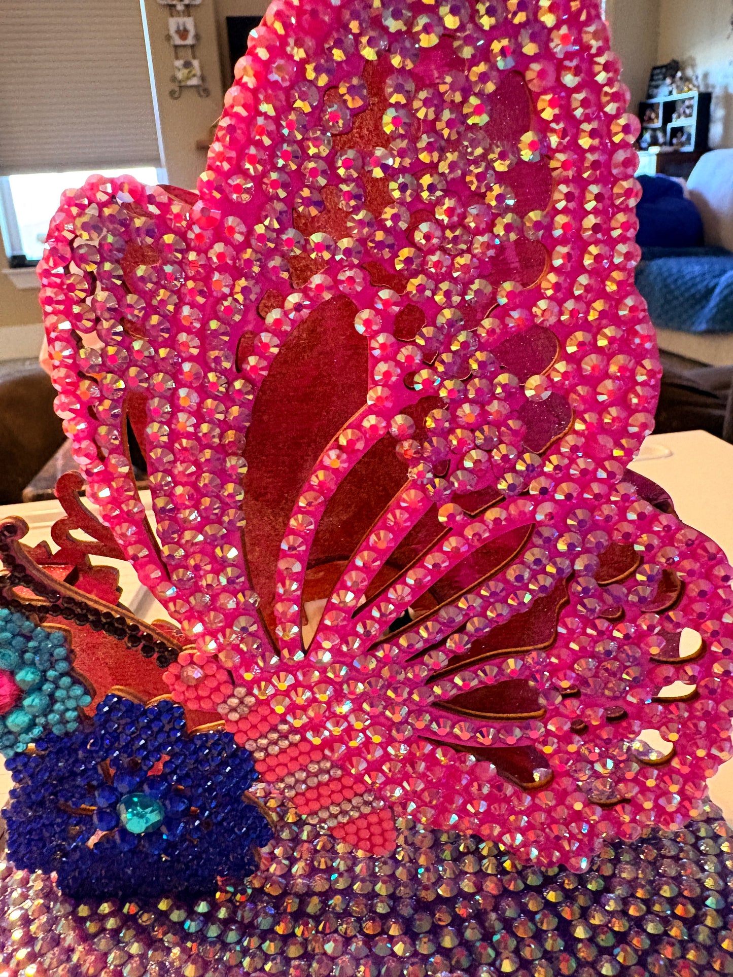 Diamond Art Table Decor Handmade Rhinestone Art Sparkle Home Display