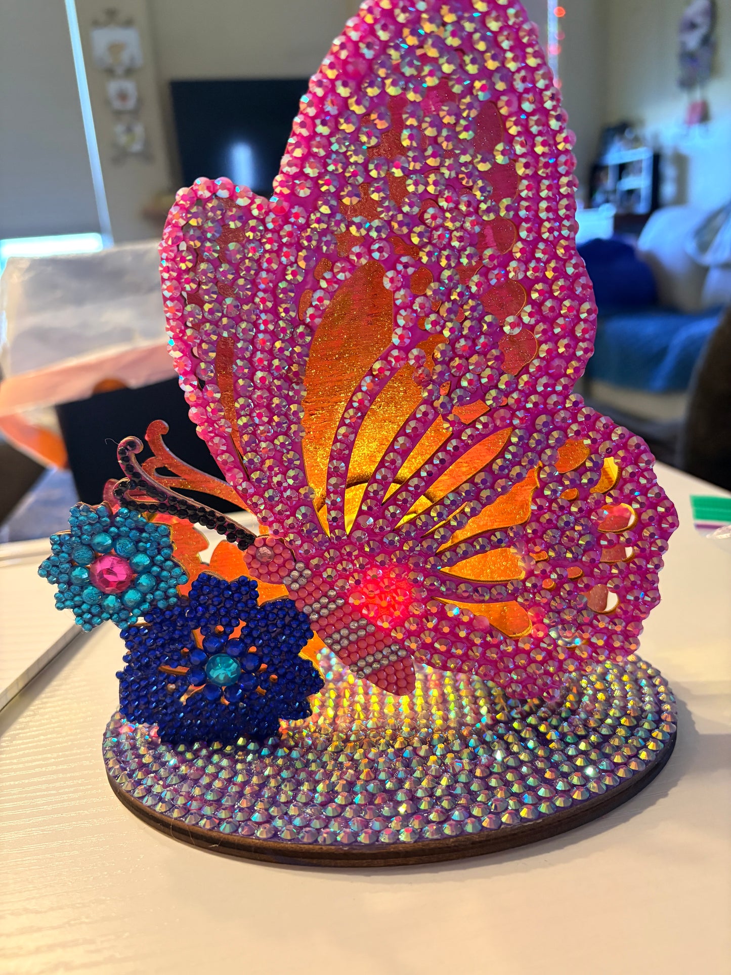 Diamond Art Table Decor Handmade Rhinestone Art Sparkle Home Display