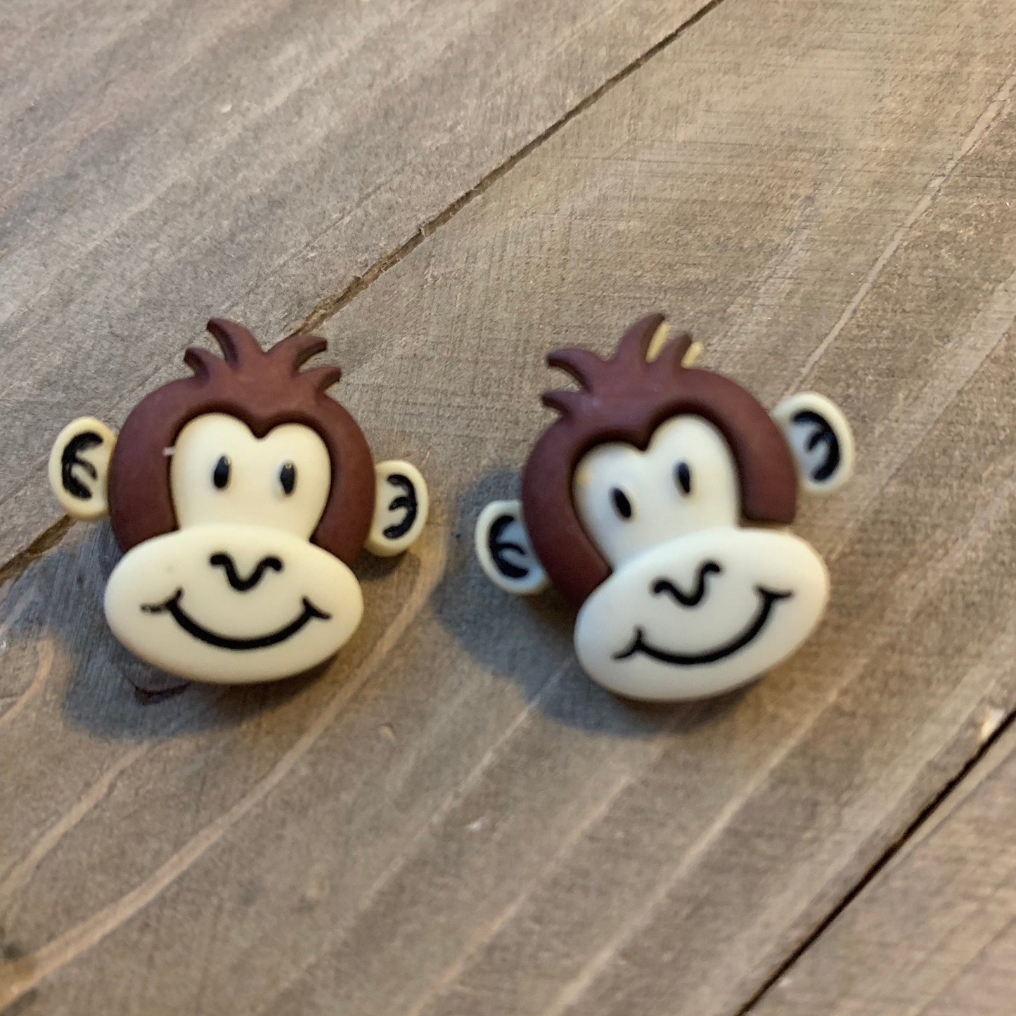 Silly Monkey Stud Earrings – Cute Dark Brown