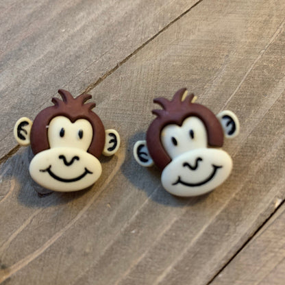Silly Monkey Stud Earrings – Cute Dark Brown