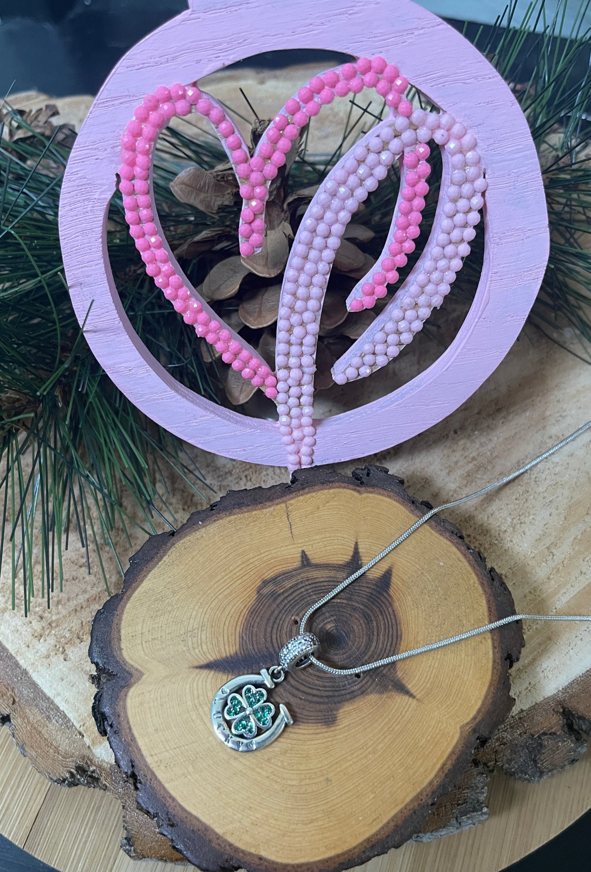 Lucky Horseshoe Pendant on a Silver chain NecklacePink tiful of LOVE