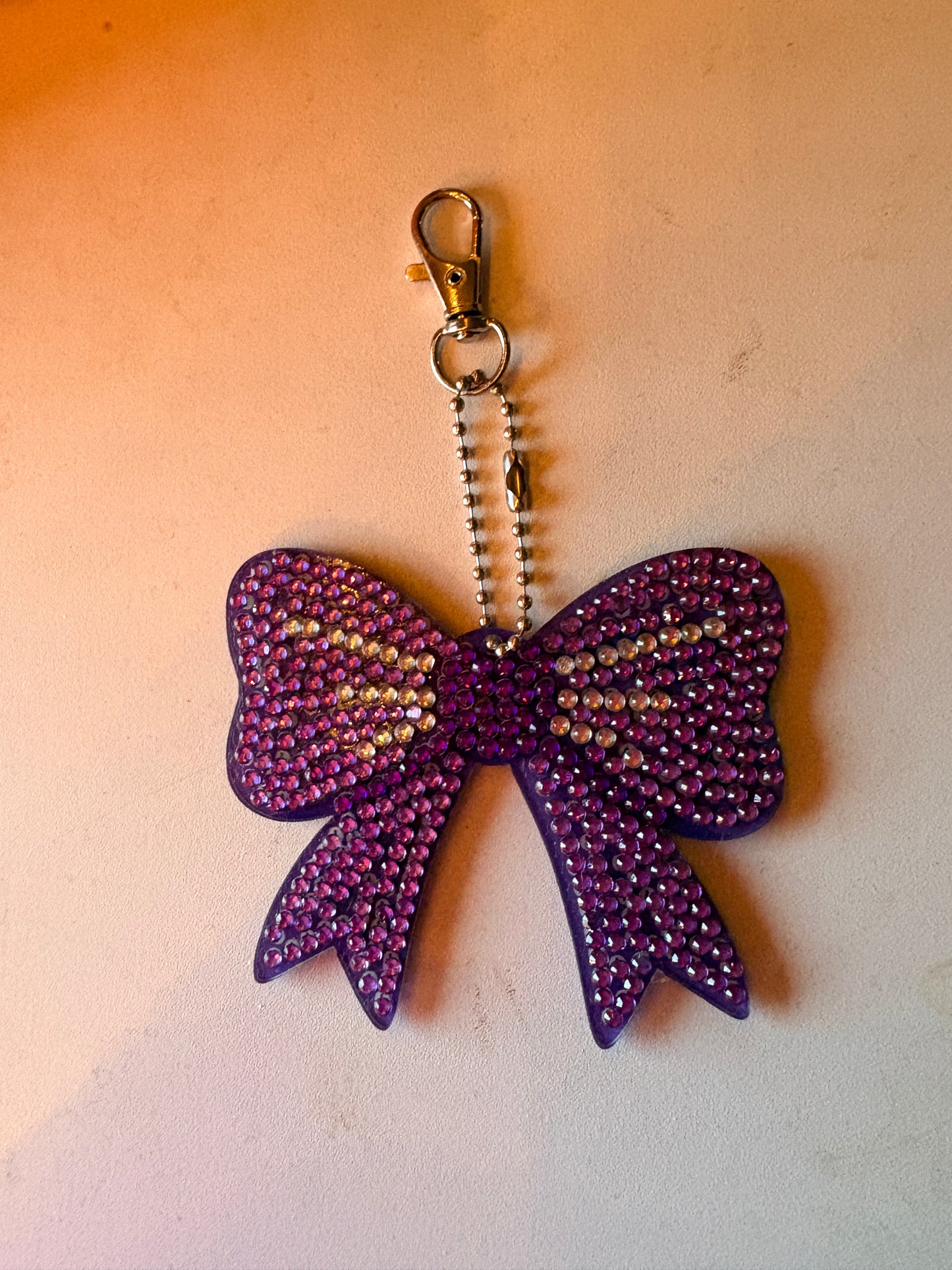 Purple Bow  Diamond Art Key chain