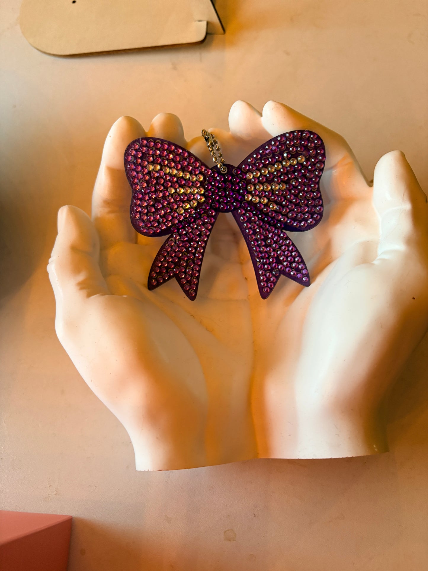 Purple Bow  Diamond Art Key chain