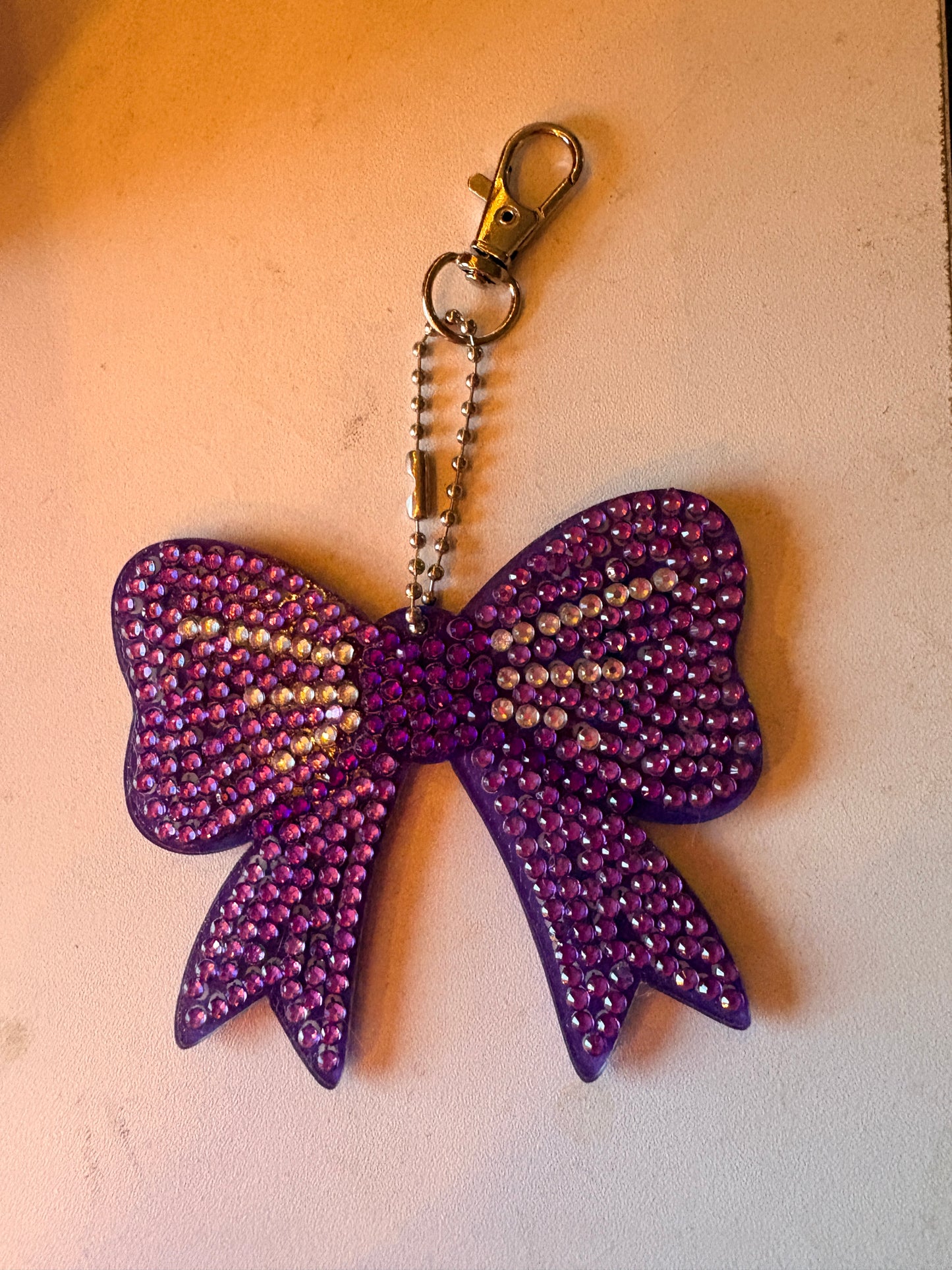 Purple Bow  Diamond Art Key chain