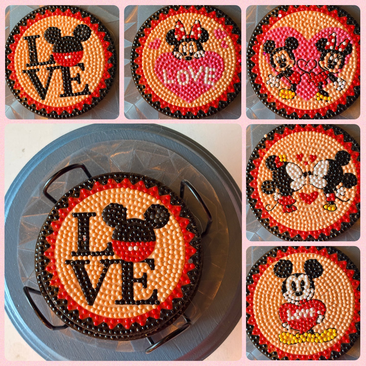 MIckey & Minnie  Diamond Art Coaster Set (set of 5)