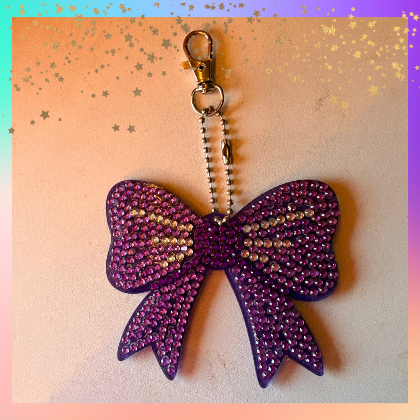 Purple Bow  Diamond Art Key chain