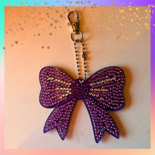 Purple Bow  Diamond Art Key chain
