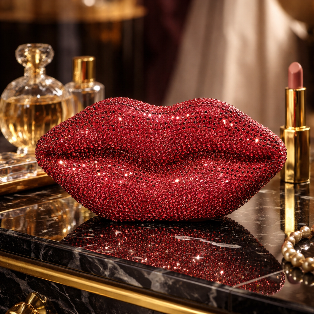 Pink Lips Diamond Art Statment Piece