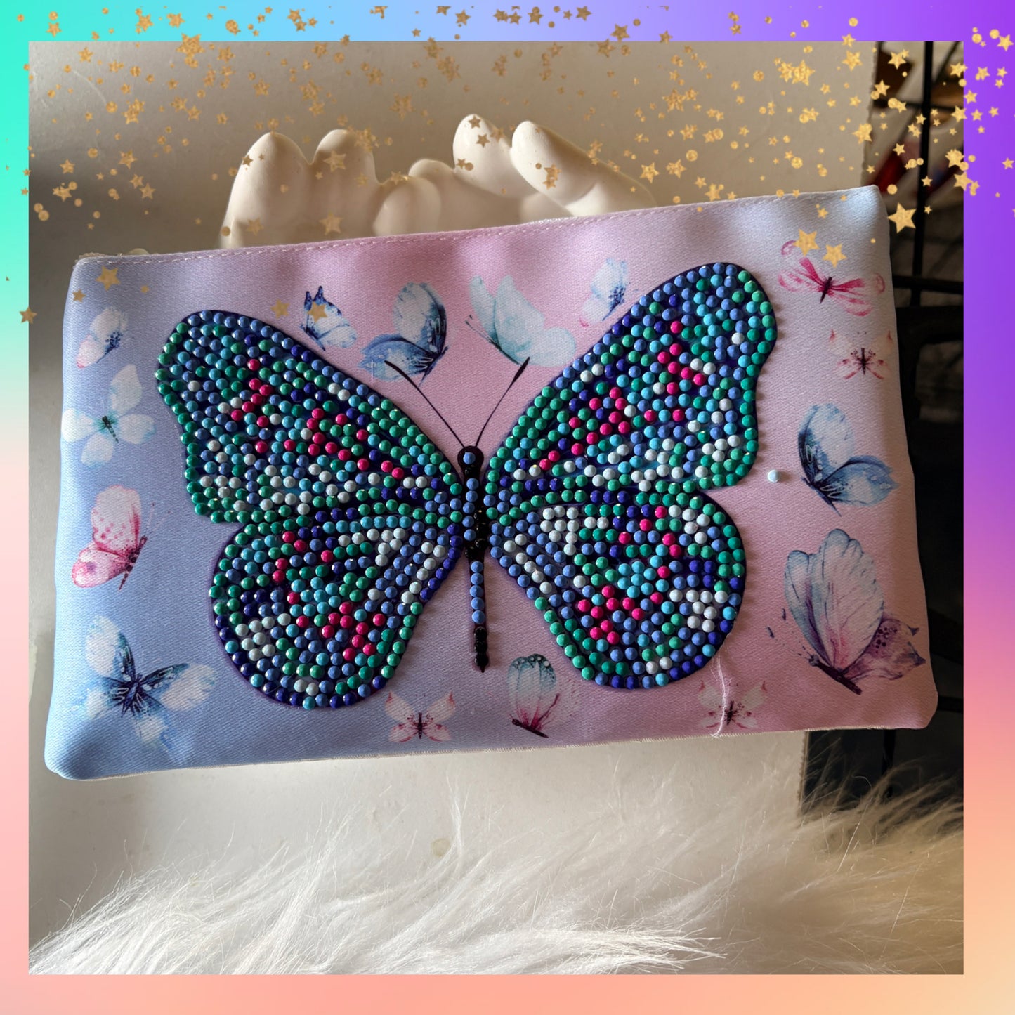 Butterfly Diamond Art Pencil & Makeup Bag -Rhinestone Zip Pouch