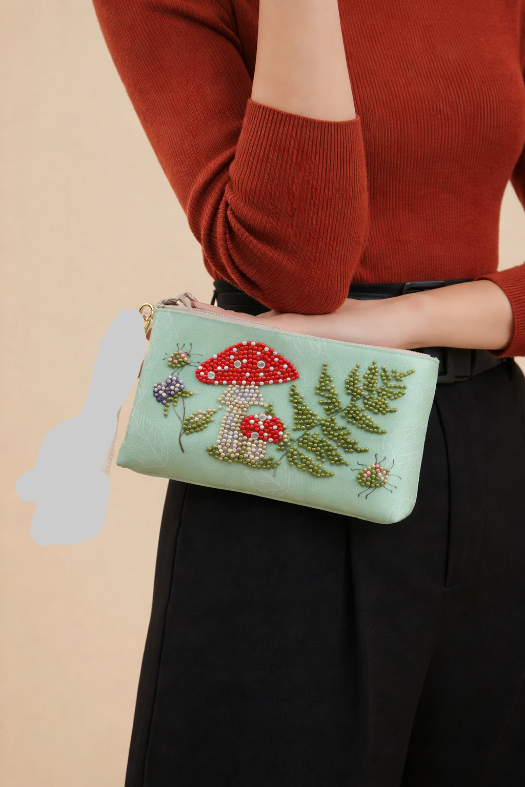Mushroom Diamond Art Pencil & Makeup Bag -Rhinestone Zip Pouch