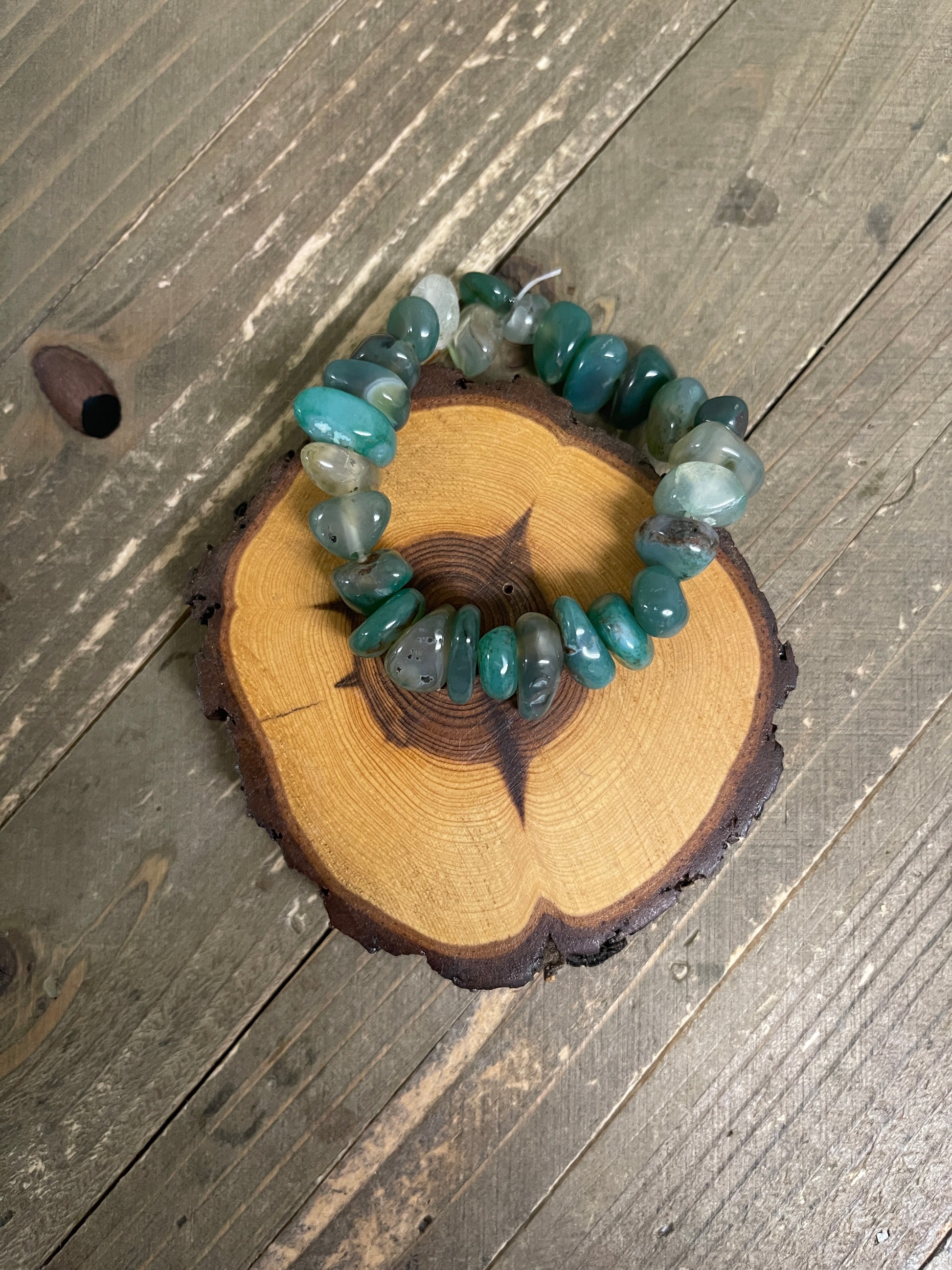 Moss Agate Stone Beaded  Elastic/Stretch BraceletPink tiful of LOVE