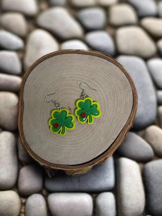 St. Patrick's Day Shamrock Resin Charm Wire EarringPink tiful of LOVE