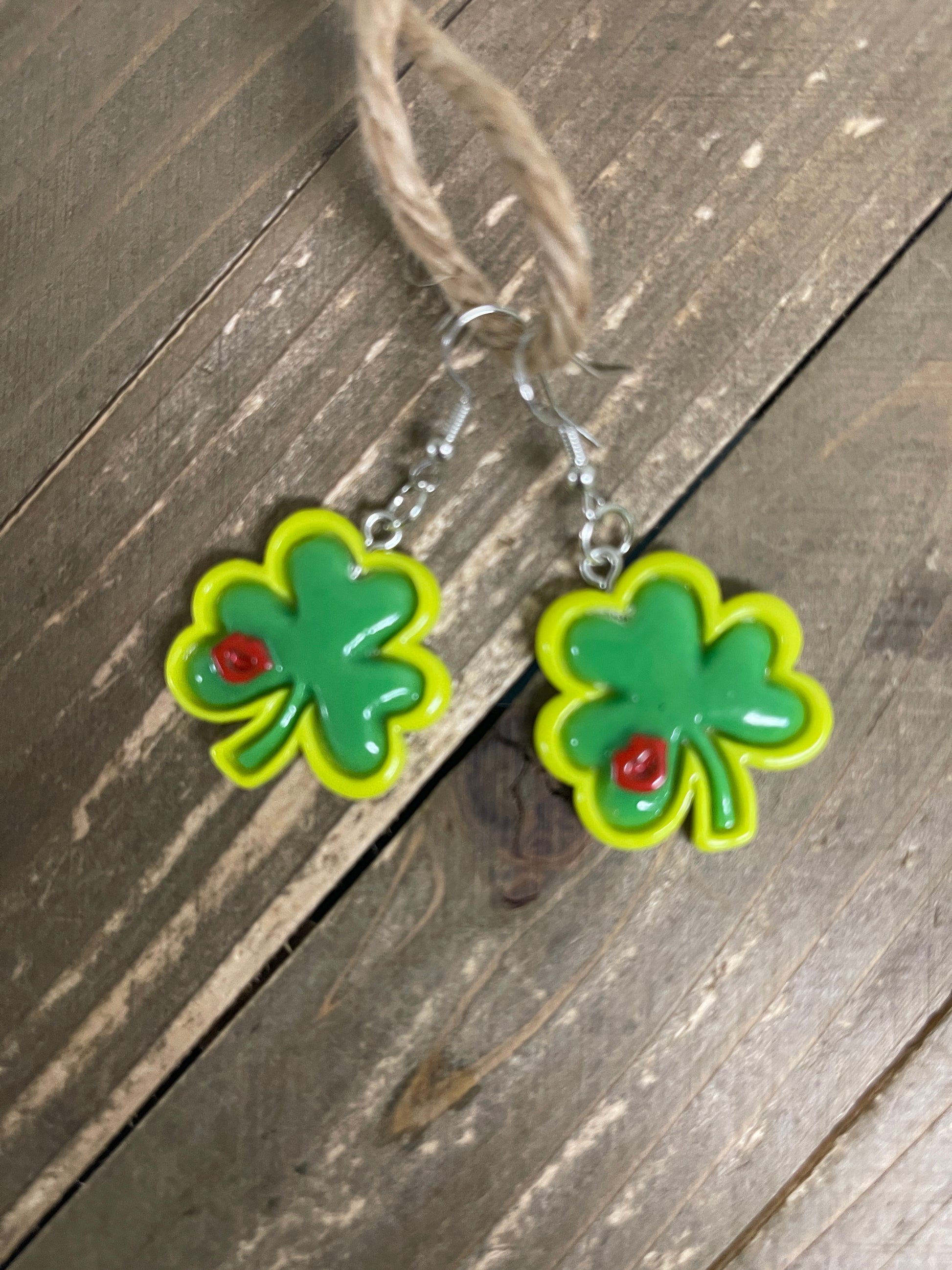 St. Patrick's Day Shamrock Resin Charm Wire EarringPink tiful of LOVE