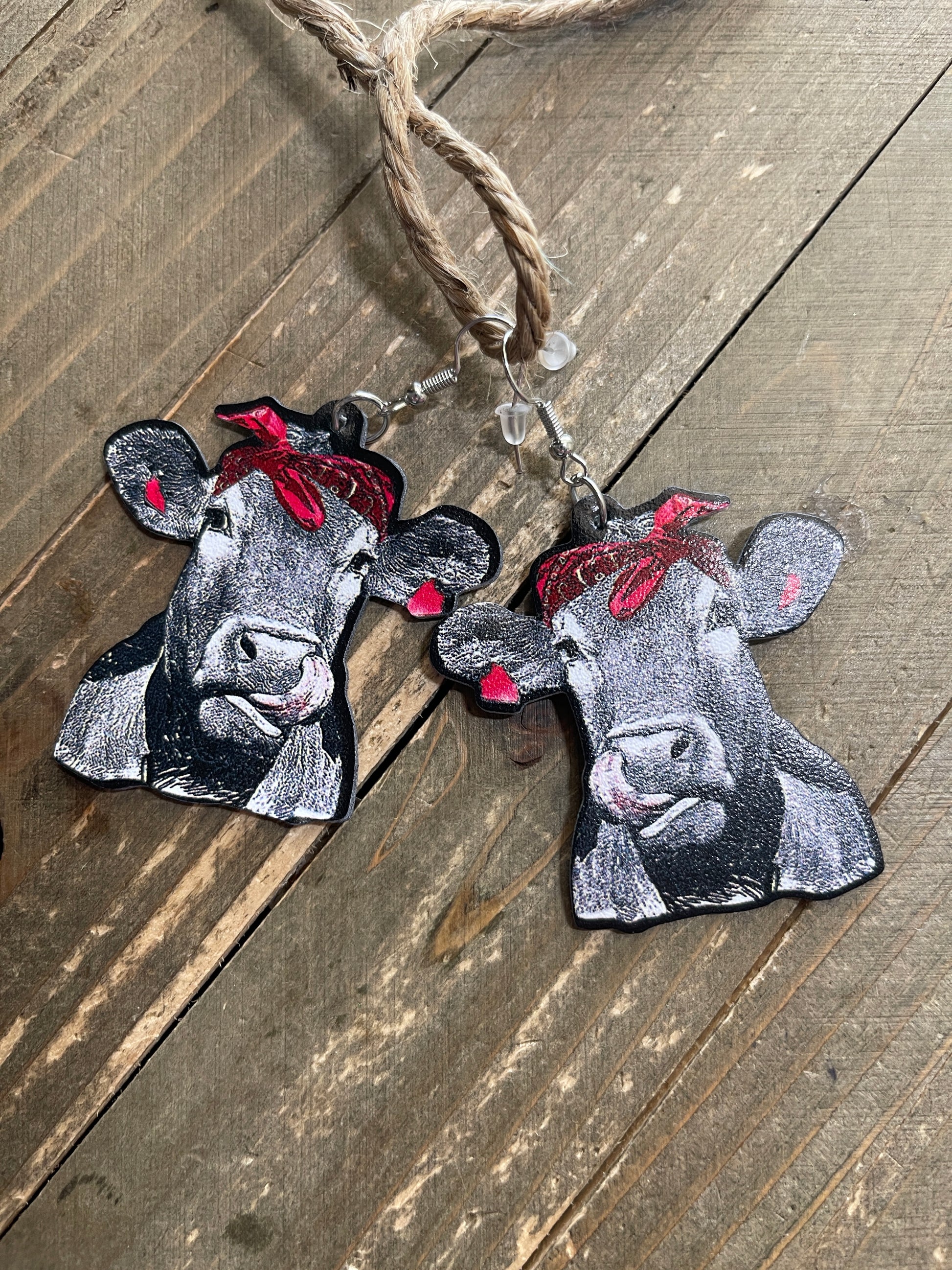 Funny Farmhouse-Cow Wire earringsPink tiful of LOVE