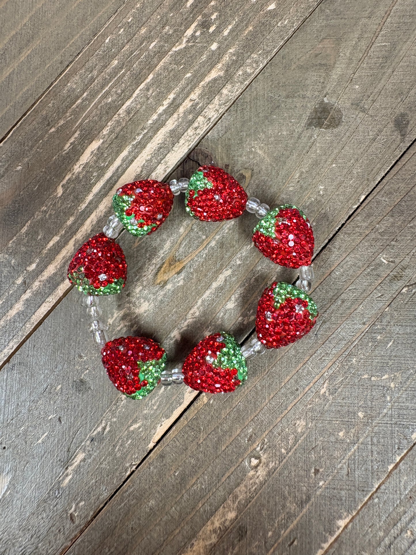 Red Rhinestone Heart Stretch Bracelet – Sparkly Bling Beaded Jewelry