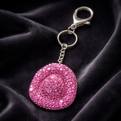 Pink Bling Cowboy Hat Keychain – Diamond Art Rhinestone Western Charm