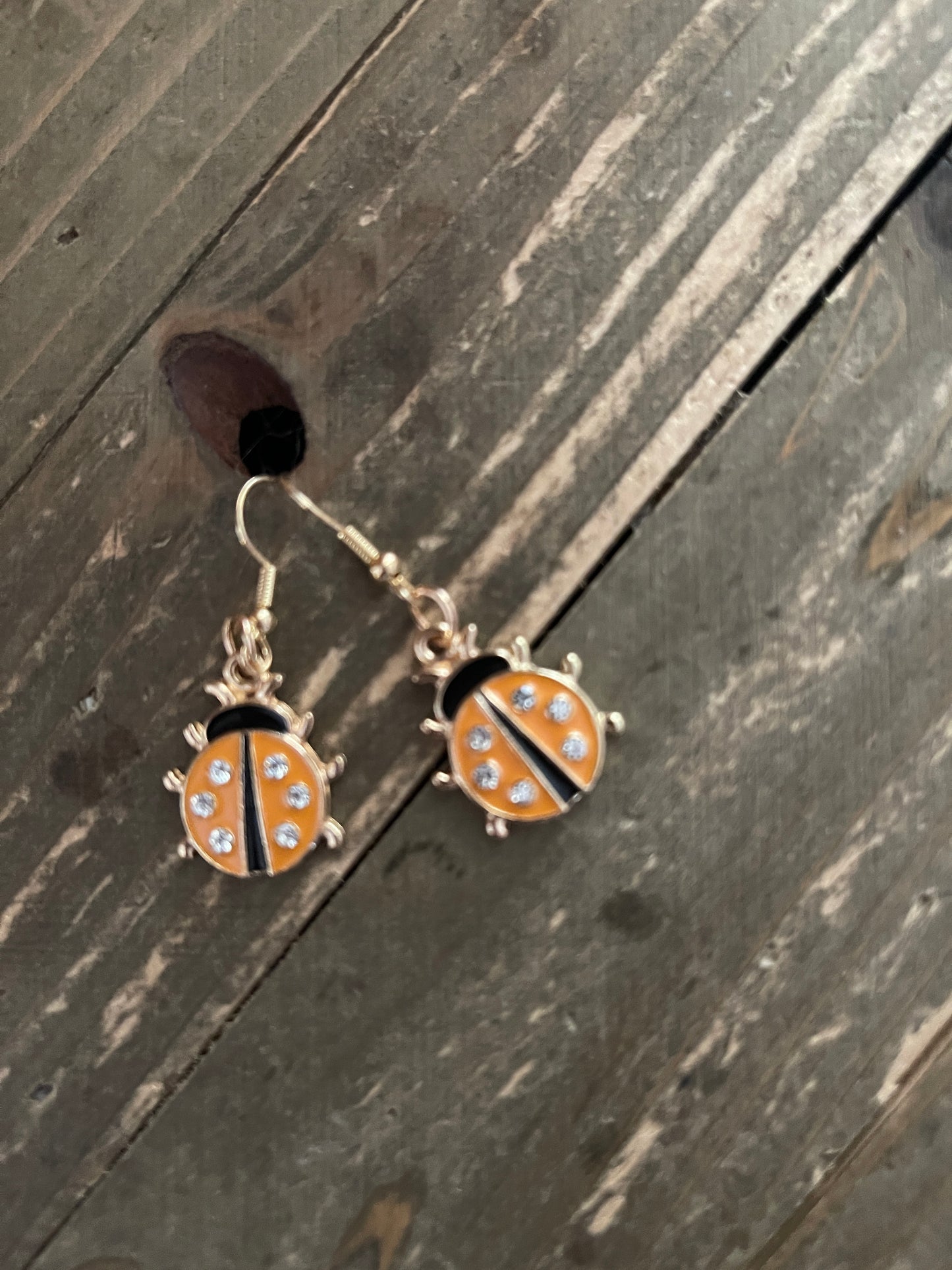 Orange Ladybug Charm Wire earringsPink tiful of LOVE