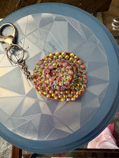 Purple Bling Cowboy brown Hat Keychain – Diamond Art Rhinestone Western Charm