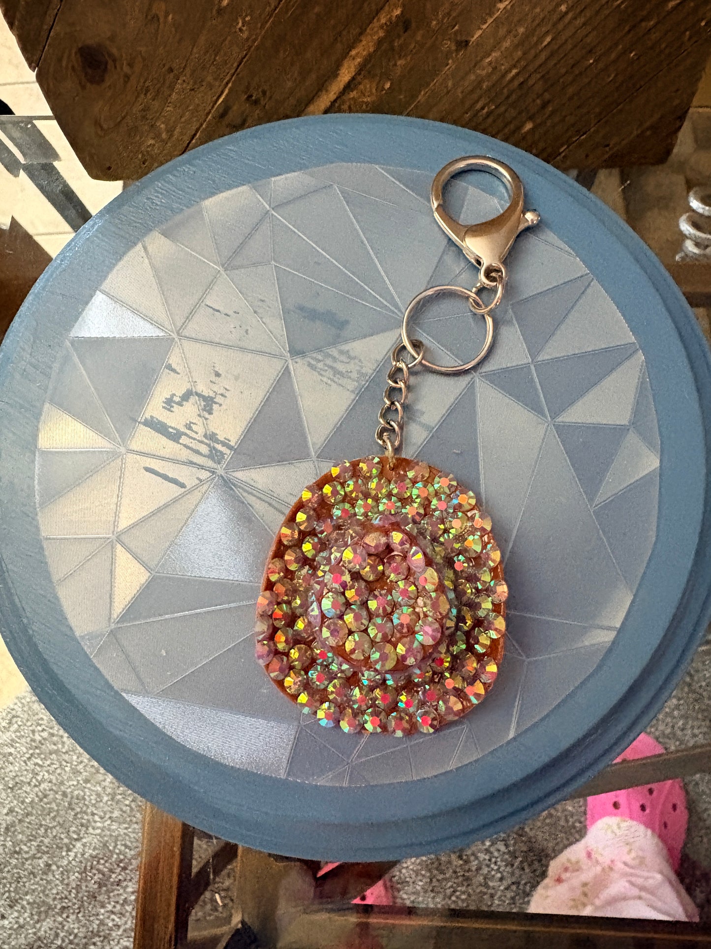 Purple Bling Cowboy brown Hat Keychain – Diamond Art Rhinestone Western Charm