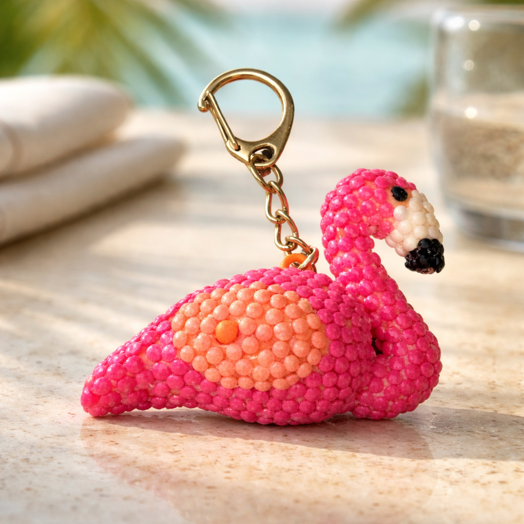 Bling Mini Flamingo Flashlight Keychain – Rhinestone Flamingo Charm