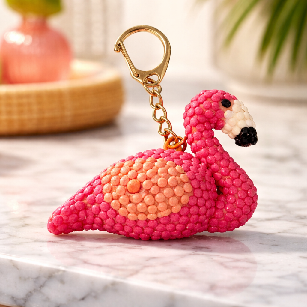 Bling Mini Flamingo Flashlight Keychain – Rhinestone Flamingo Charm