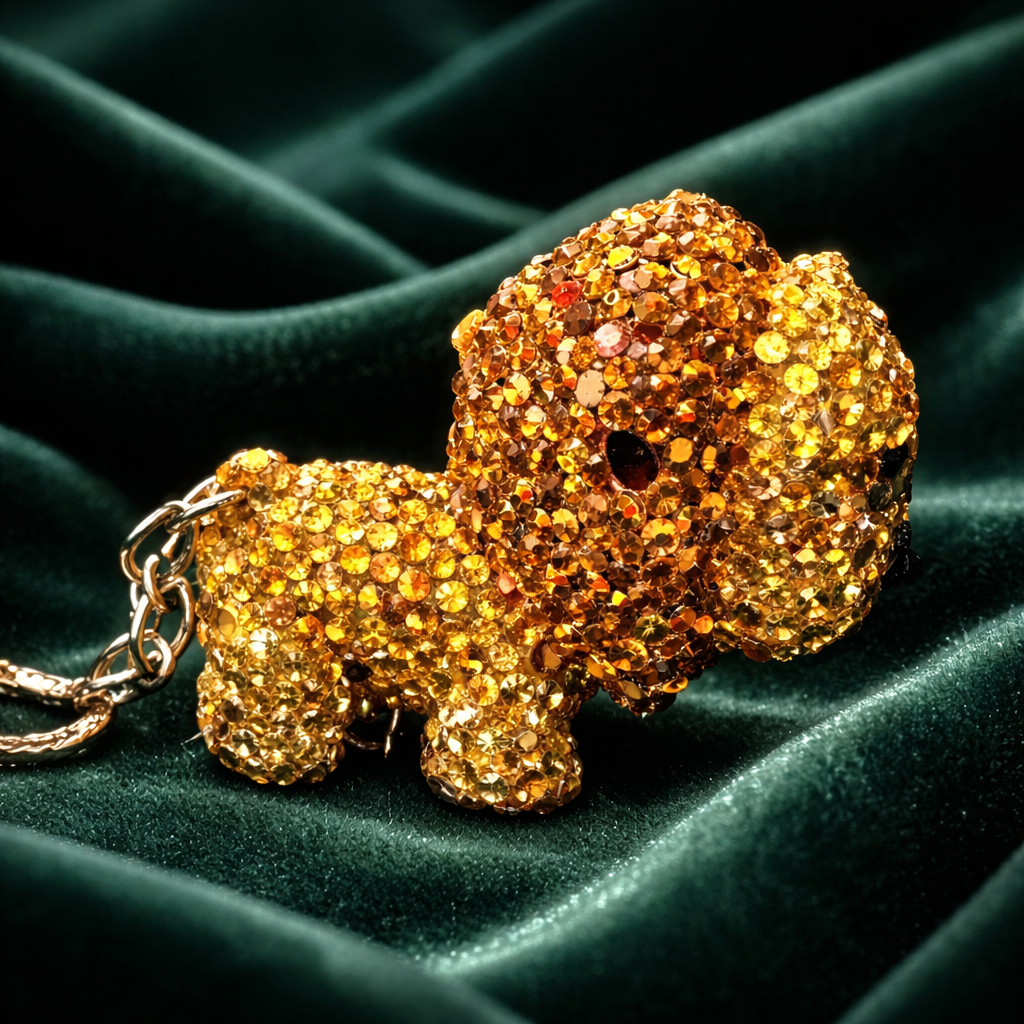 Bling Mini Lion Flashlight Keychain – Rhinestone Lion Charm