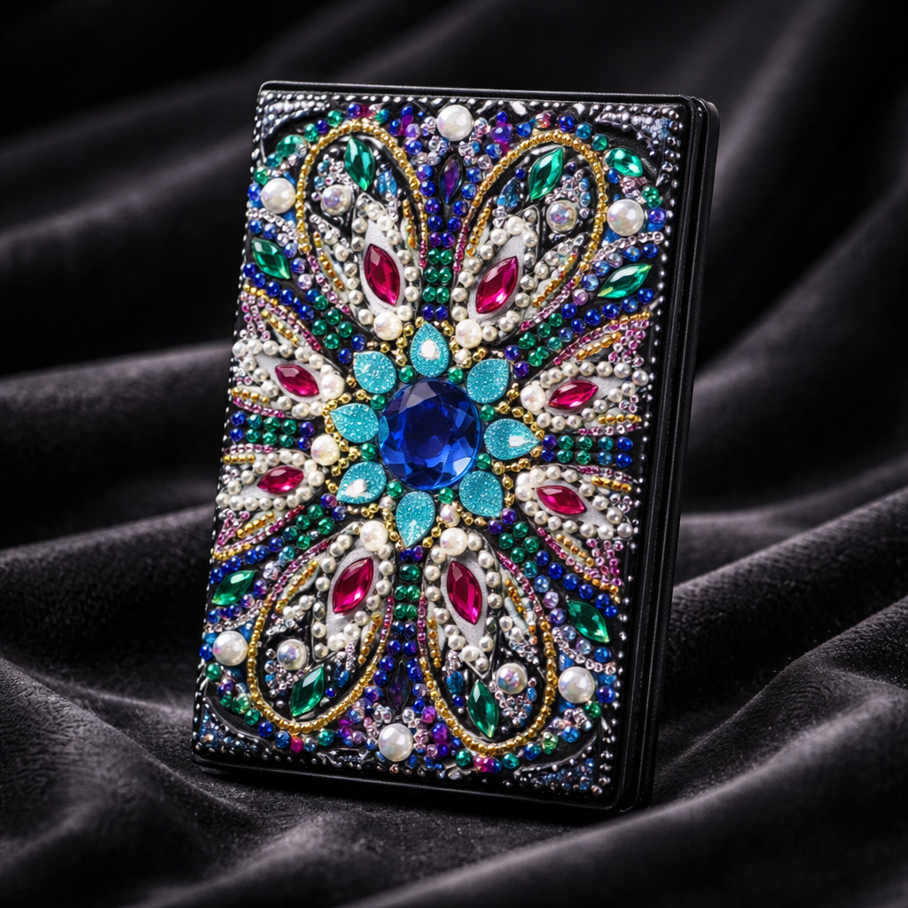 Blue & Emerald Mandala Diamond Art Painted Journal – Rhinestone Embellished Notebook