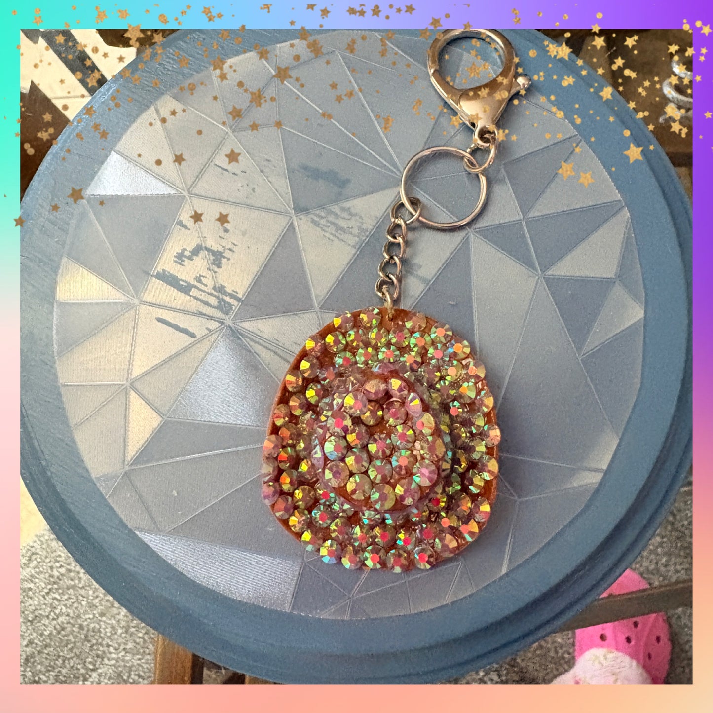 Purple Bling Cowboy brown Hat Keychain – Diamond Art Rhinestone Western Charm