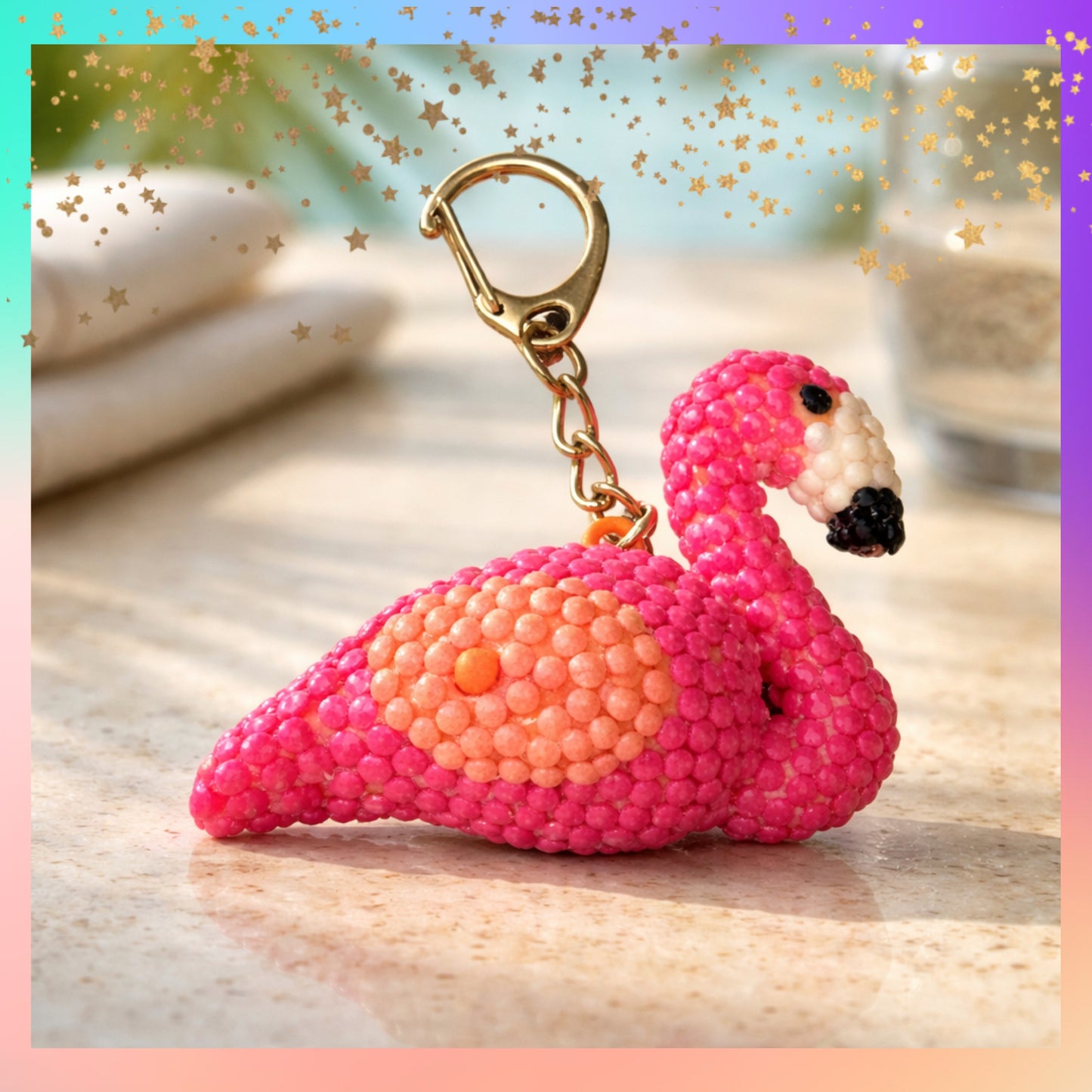 Bling Mini Flamingo Flashlight Keychain – Rhinestone Flamingo Charm