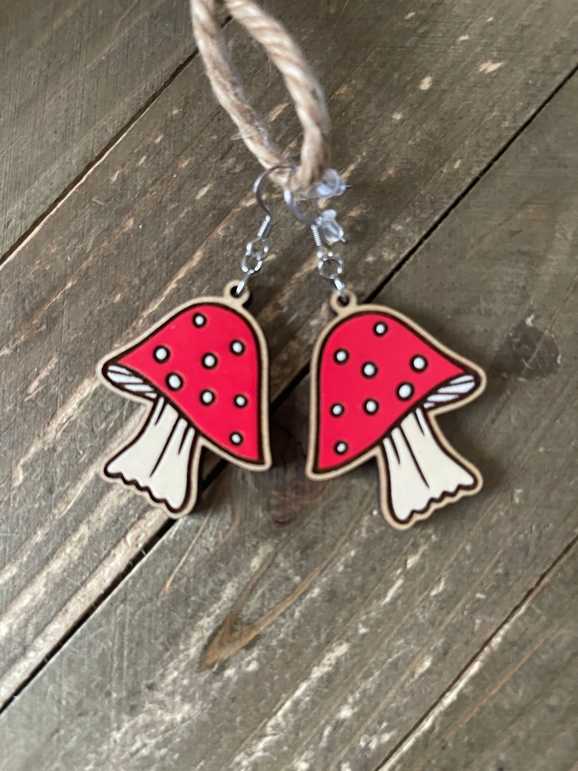 Mushroom Wooden Wire EarringsPink tiful of LOVE