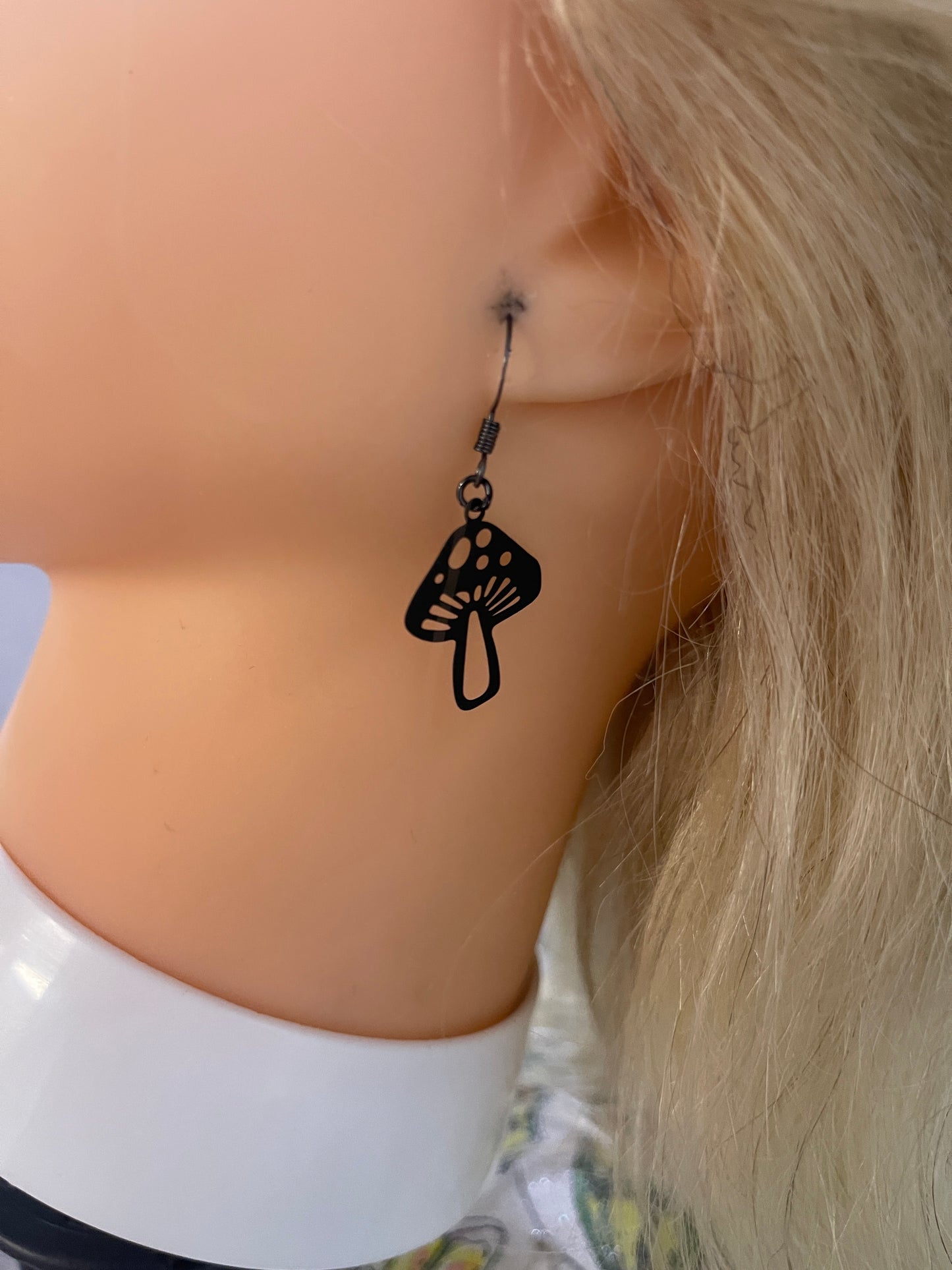 Black Mushroom Charm Wire EarringsPink tiful of LOVE