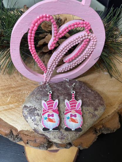 Easter Bunny Ears Gnome Wire earringsPink tiful of LOVE