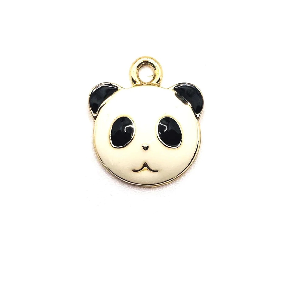 Panda Face Enamel charm Gold Ball Post EarringPink tiful of LOVE