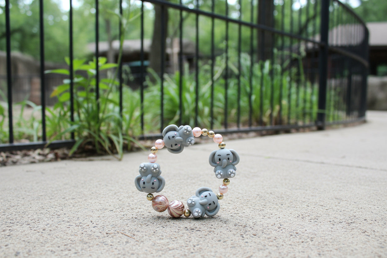Cute Elephant Beaded Stretch Bracelet – Silicone Elephant beads