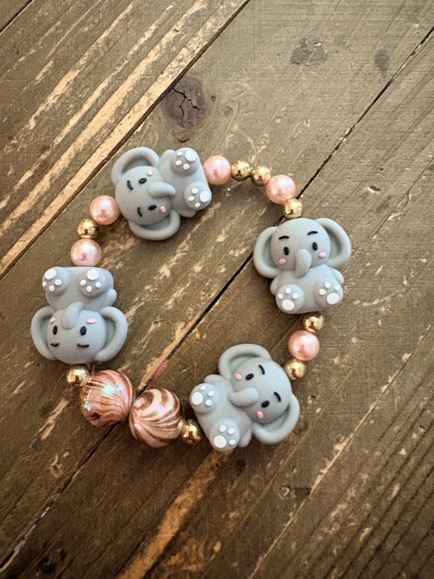 Cute Elephant Beaded Stretch Bracelet – Silicone Elephant beads