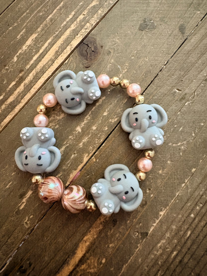 Cute Elephant Beaded Stretch Bracelet – Silicone Elephant beads