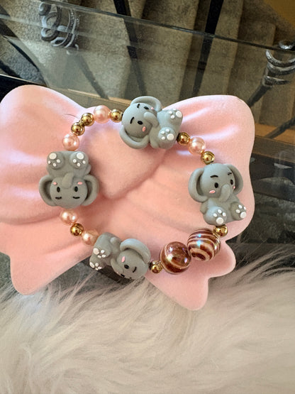 Cute Elephant Beaded Stretch Bracelet – Silicone Elephant beads