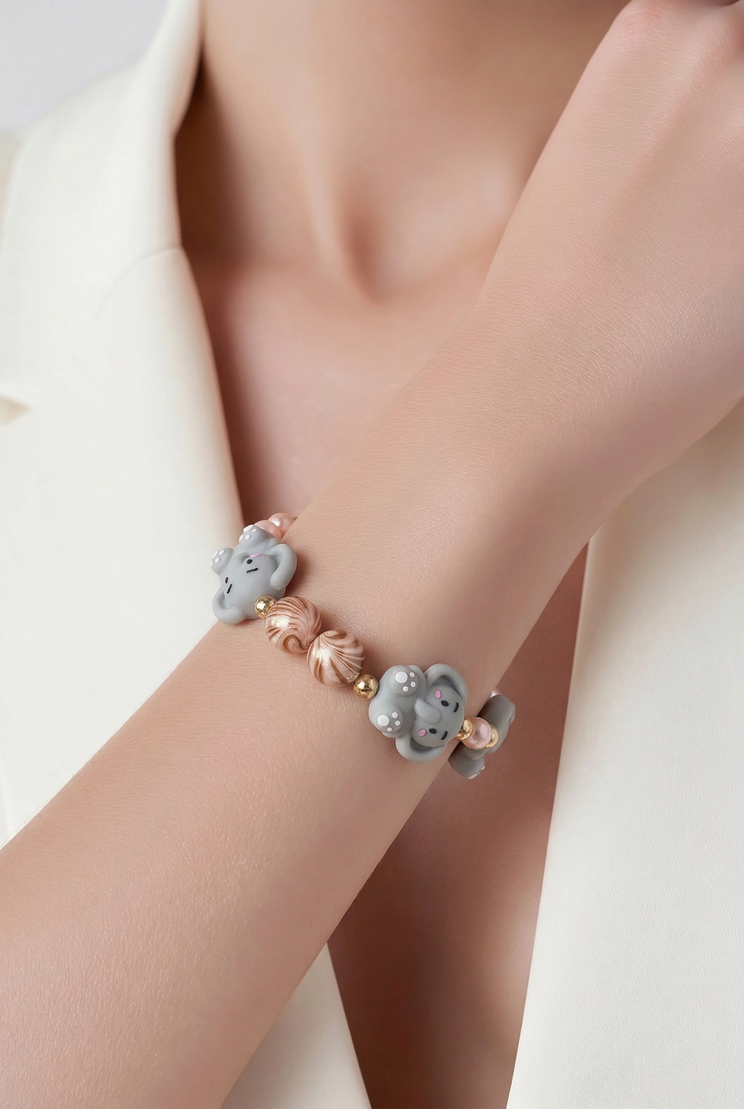 Cute Elephant Beaded Stretch Bracelet – Silicone Elephant beads