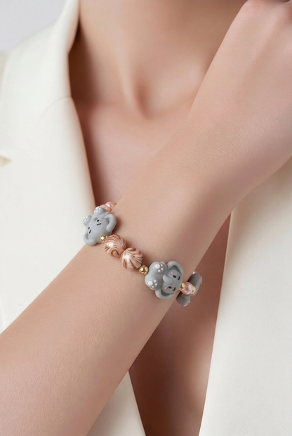 Cute Elephant Beaded Stretch Bracelet – Silicone Elephant beads