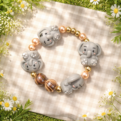 Cute Elephant Beaded Stretch Bracelet – Silicone Elephant beads