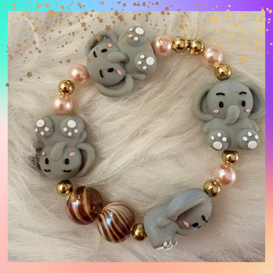 Cute Elephant Beaded Stretch Bracelet – Silicone Elephant beads