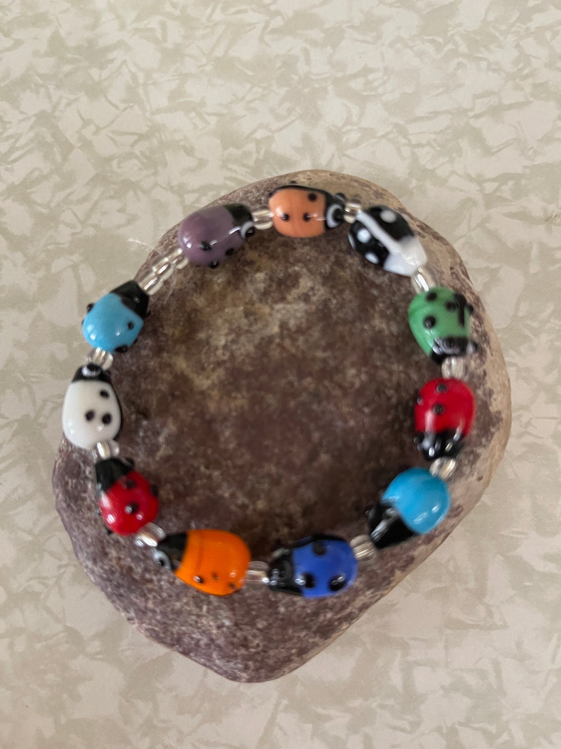 Colorful Ladybug Beaded Elastic BraceletPink tiful of LOVE