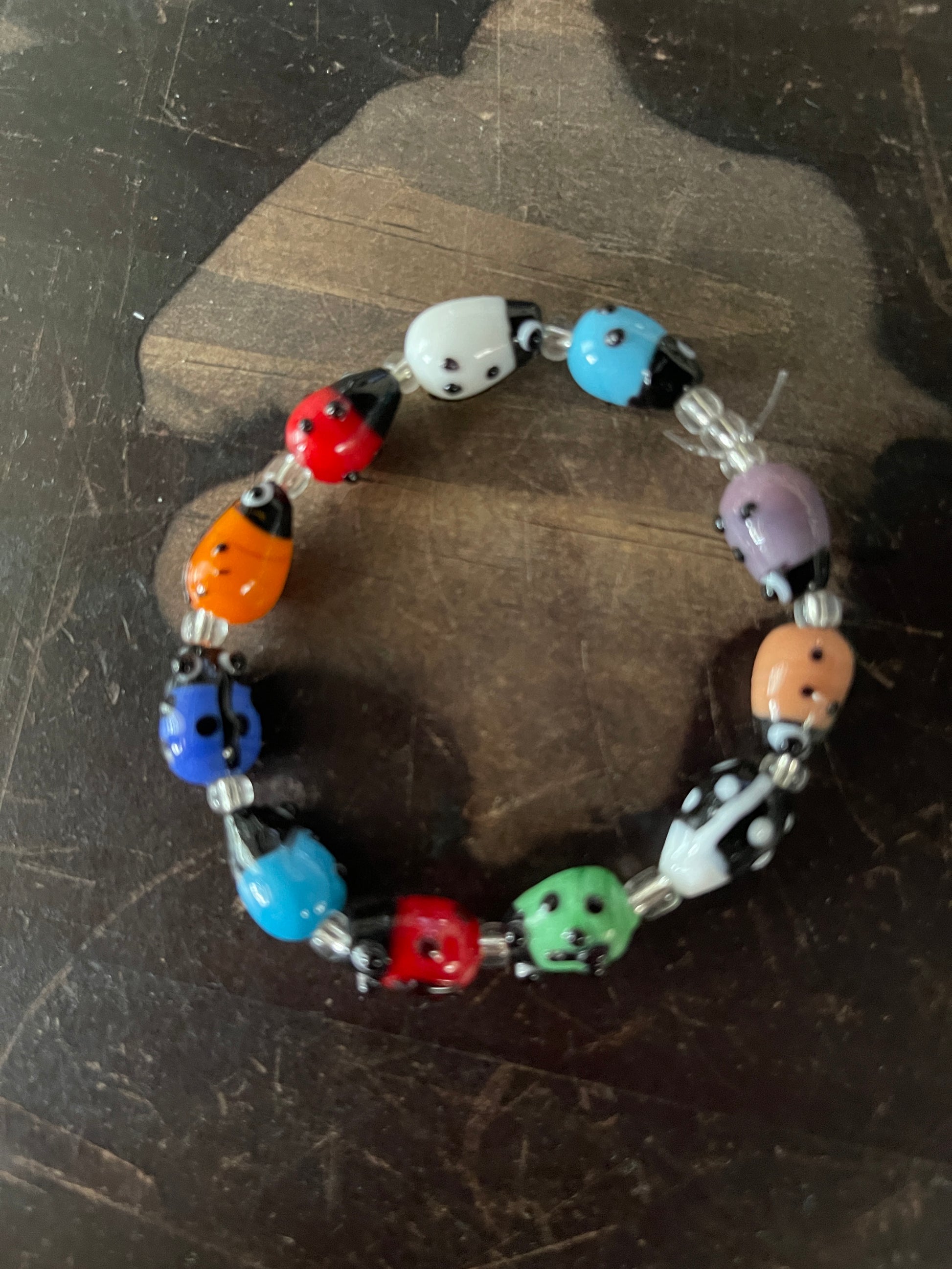 Colorful Ladybug Beaded Elastic BraceletPink tiful of LOVE