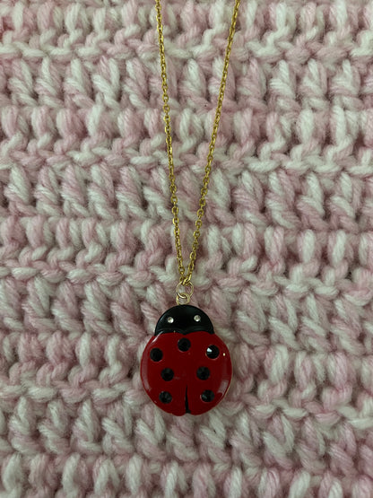 Ladybug locket pendant on a Gold Chain NecklacePink tiful of LOVE