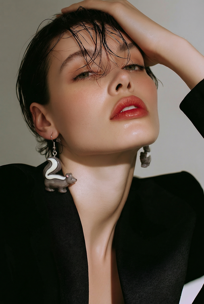 Skunk Earrings - Hypoallergenic Stainless Steel Hooks