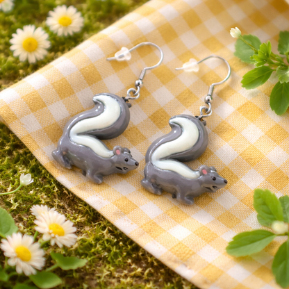 Skunk Earrings - Hypoallergenic Stainless Steel Hooks